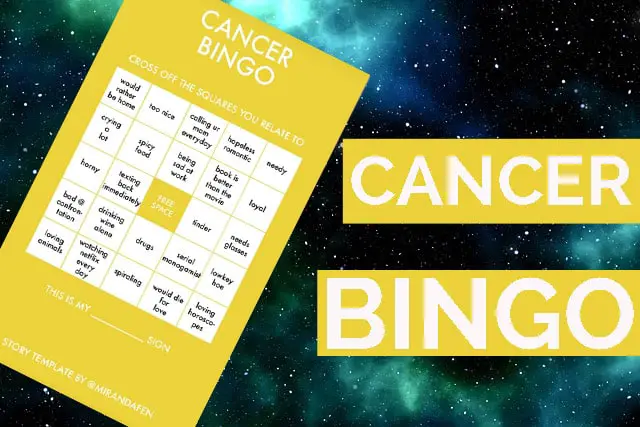 ancer bingo card yellow